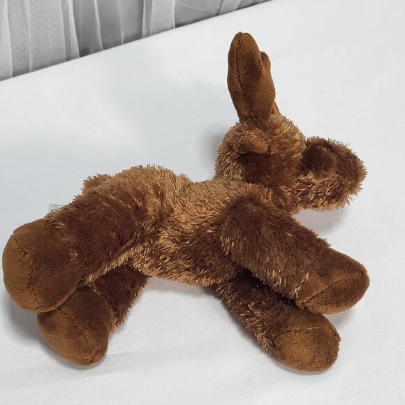 Aurora Moose Reindeer Stuffed Plush Toy Animal Brown Tan 8'' - Picture 5 of 12